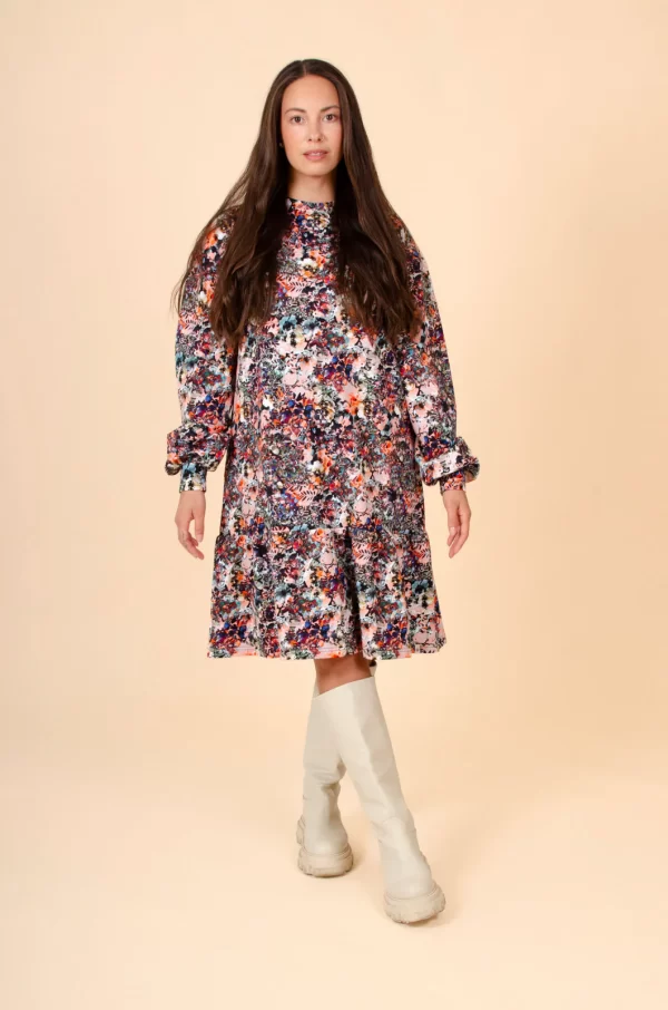 RUFFLE Sweatshirt Dress, Blooming Forest - Image 2