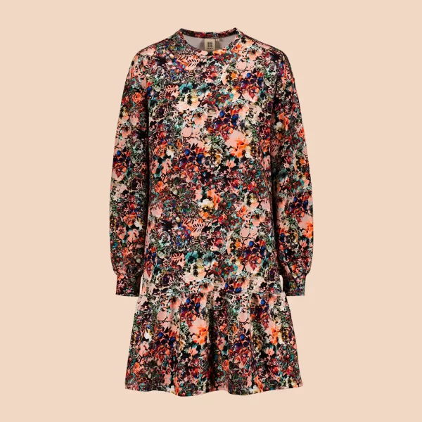 RUFFLE Sweatshirt Dress, Blooming Forest