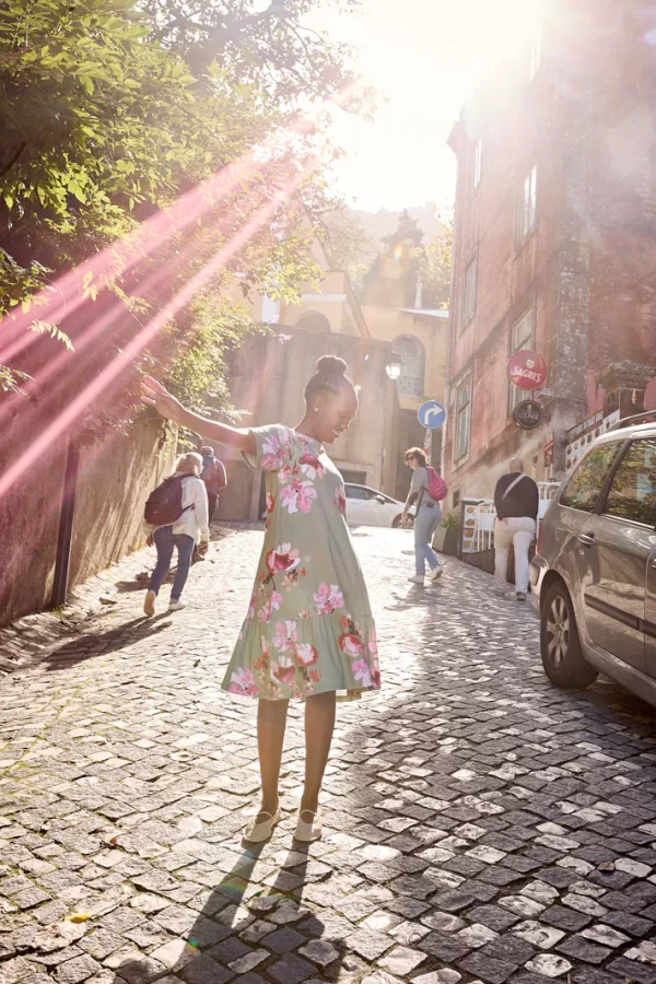 RUFFLE T-shirt Dress, Cherry Blossom - Image 4