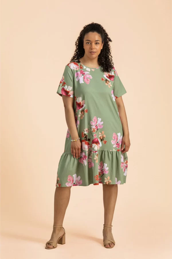 RUFFLE T-shirt Dress, Cherry Blossom - Image 2