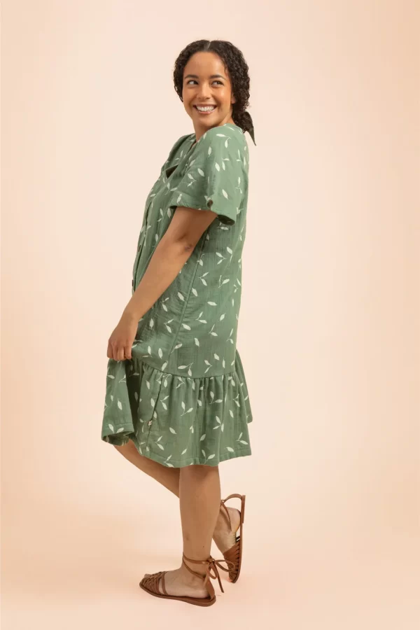 FRILL Button Dress, Sage Wind - Image 3