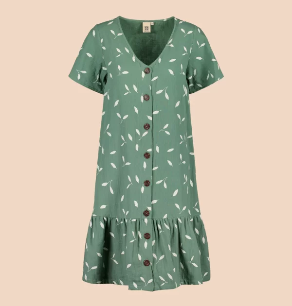 FRILL Button Dress, Sage Wind