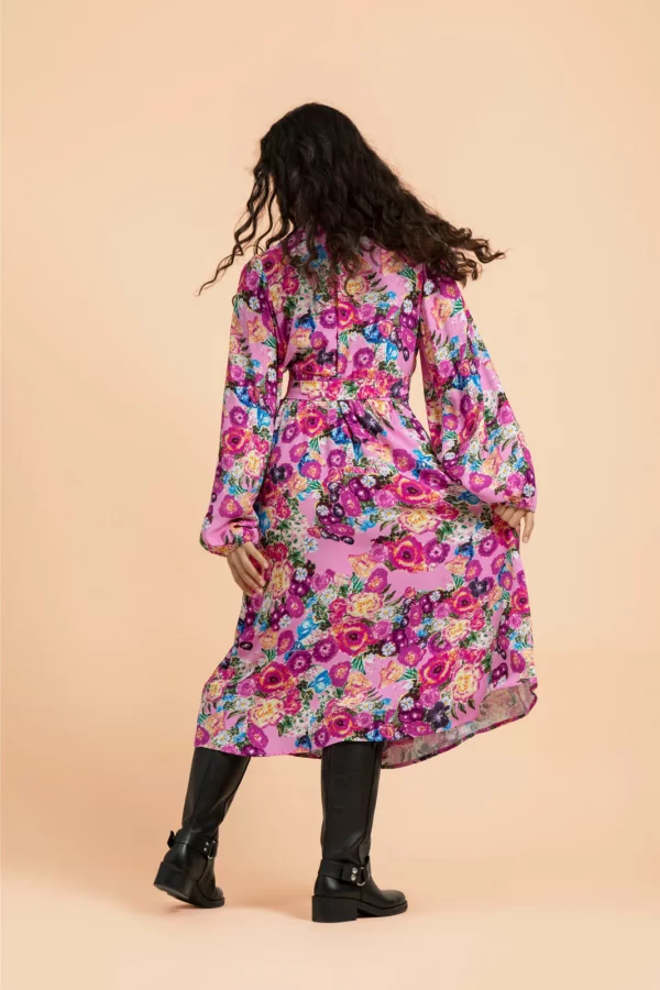 WRAP Midi Dress, Pink Marigold - Image 4