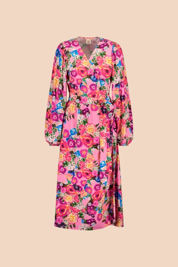 WRAP Midi Dress, Pink Marigold - Image 6