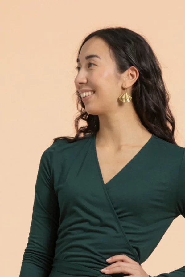 SOFT WRAP Dress, Dark Green - Image 4