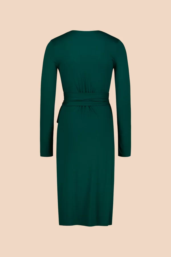SOFT WRAP Dress, Dark Green - Image 6