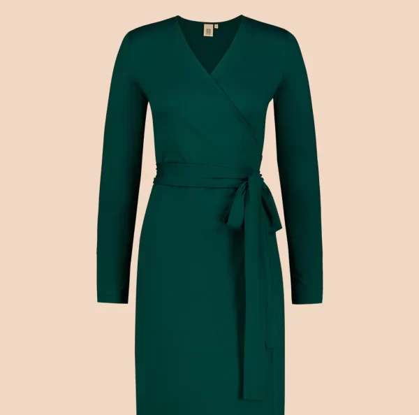 SOFT WRAP Dress, Dark Green