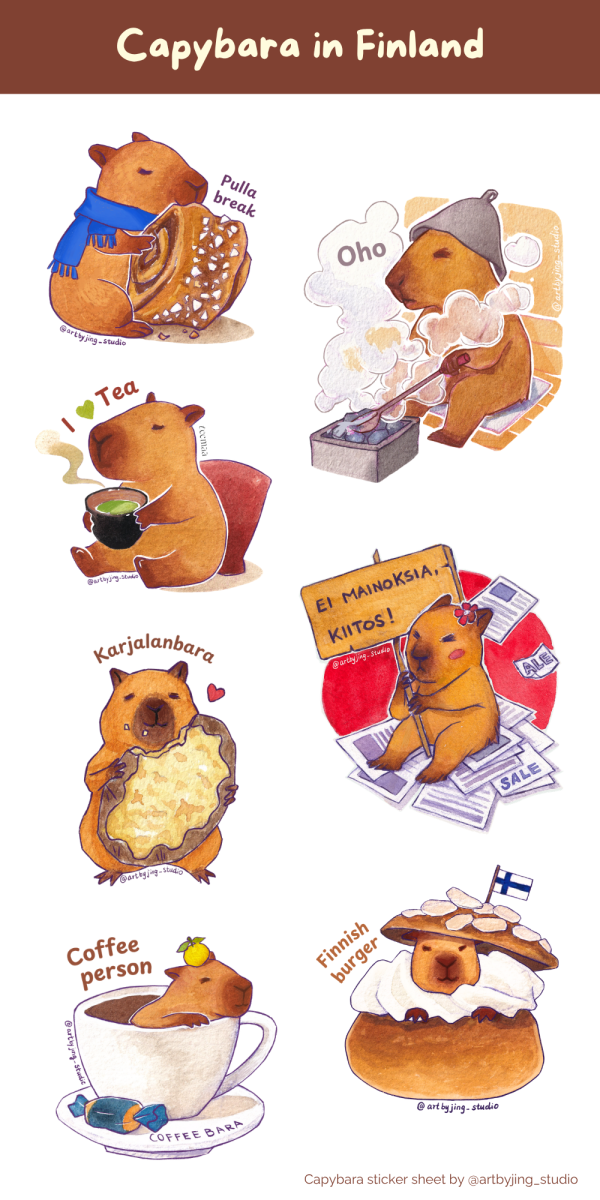 KAPYBARA IN FINLAND washi tarra-arkki 9,5 x 19 cm